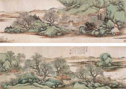 胡石查 丙申（1896年）作 秋江渔隐图 卷
